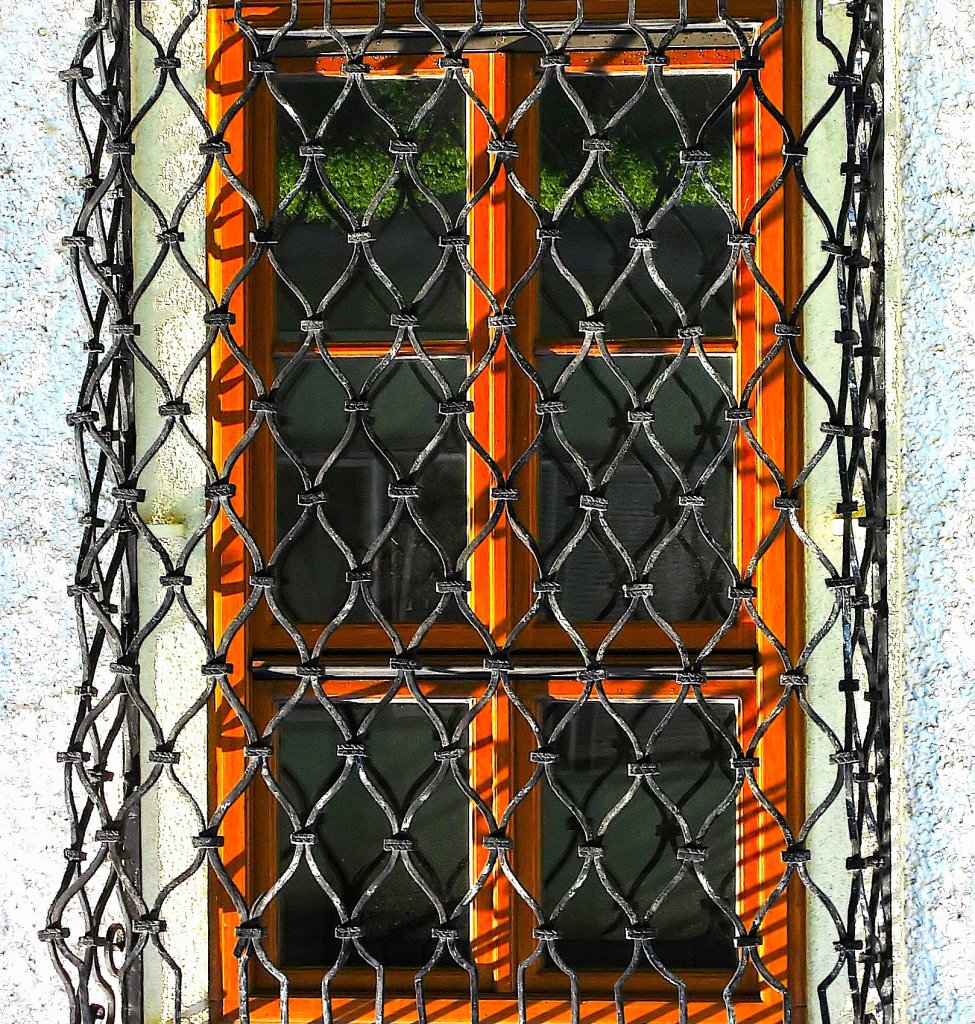 Grille drawn across a storefront window