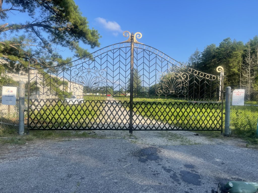 Hung and closed across the drive